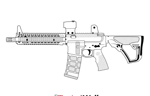 Line drawing of a rifle above TacticalWalls logo