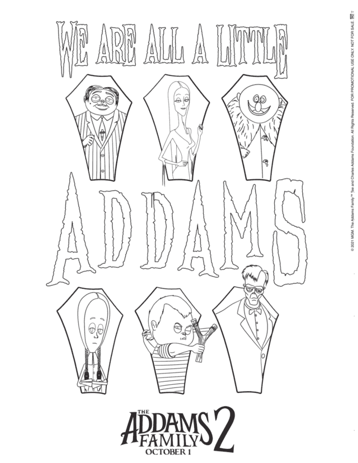 Addams Family 2 character coloring page poster