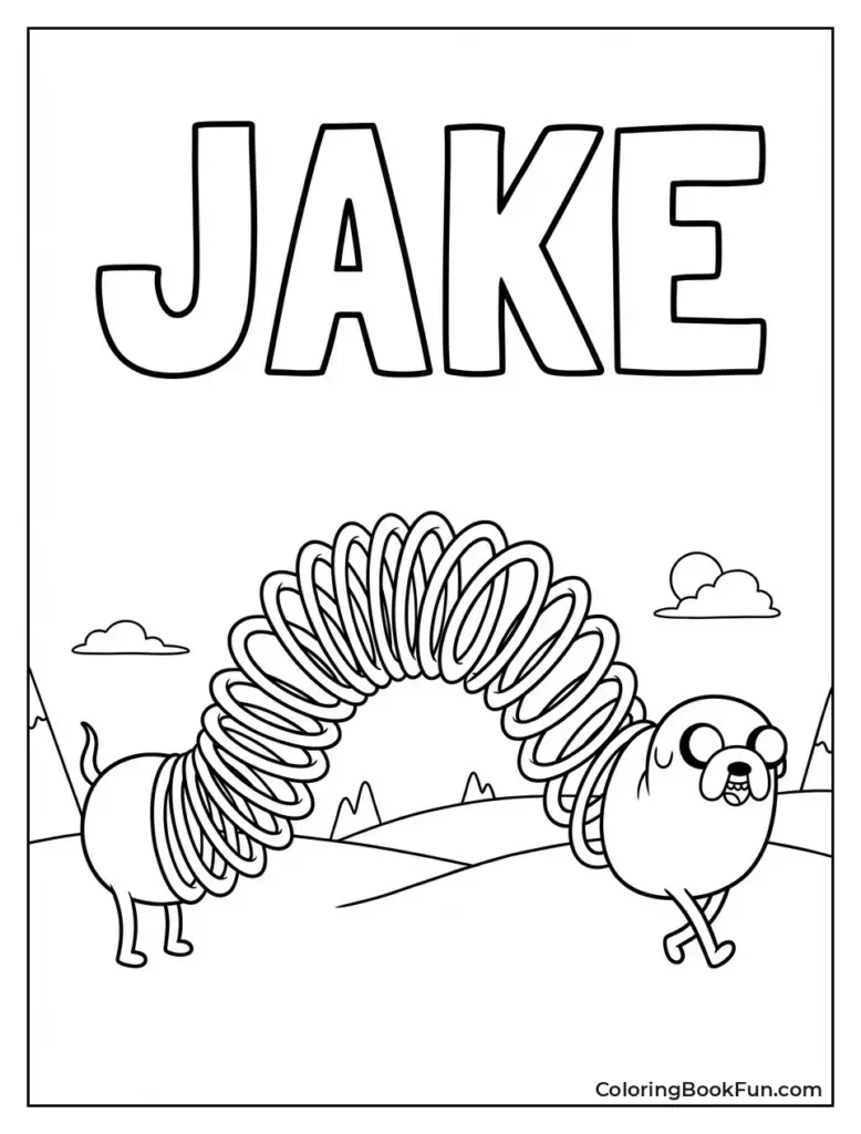 Jake the dog with spring body, coloring page
