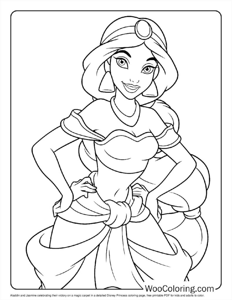 Line drawing of a princess standing with hands on hips