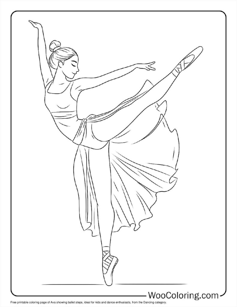 Line drawing of ballerina in arabesque pose