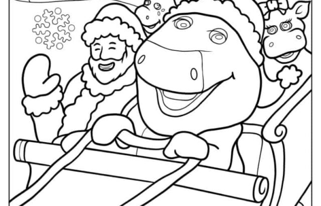 Santa and reindeer riding a sleigh in snow