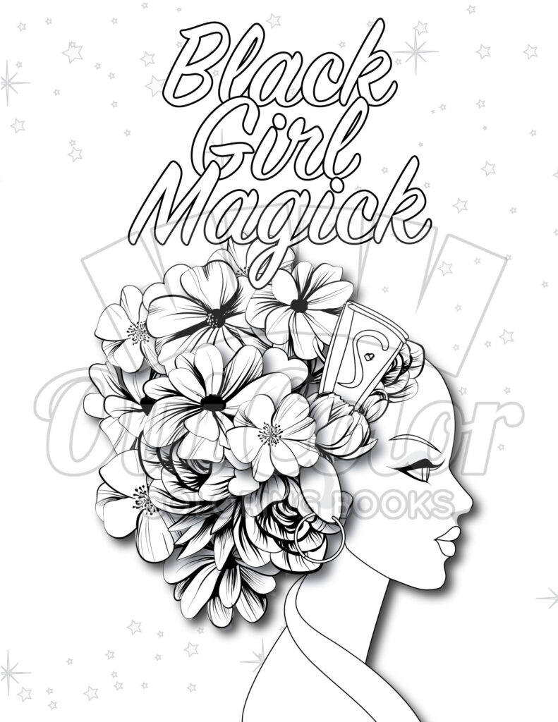 Black girl silhouette with flowers and magic wand text