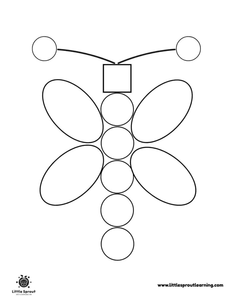Butterfly outline made of circles and ovals on white background