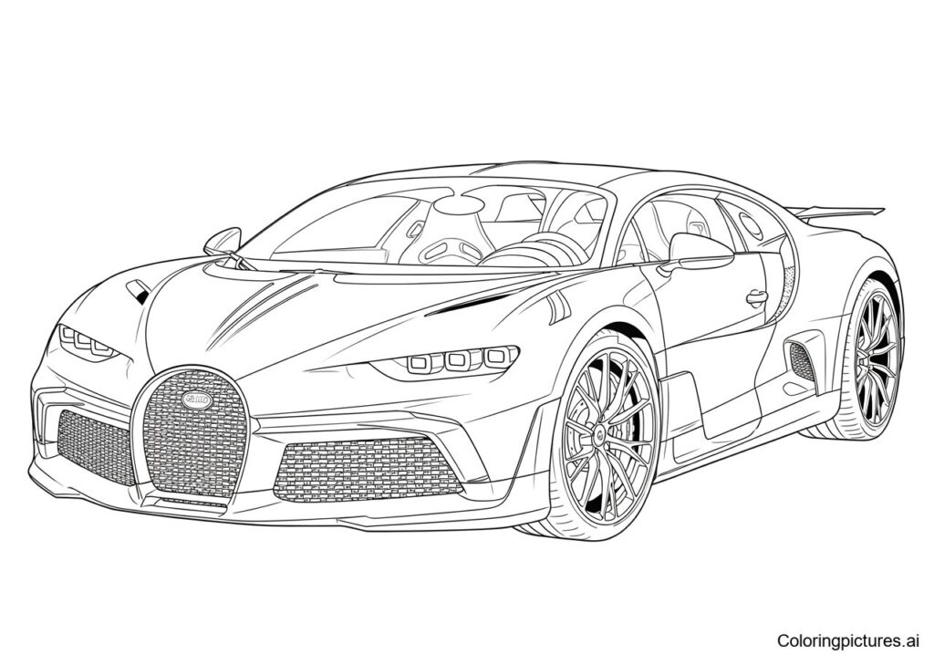 Line drawing of a sports car on white background