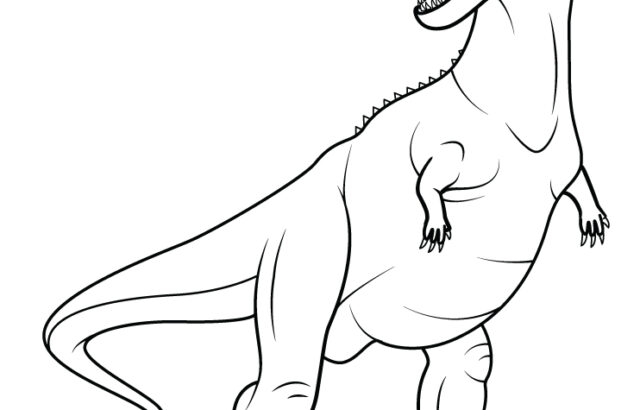 Carnotaurus dinosaur coloring page with outlined text
