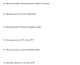 Chemistry worksheet titled Mass and the Mole