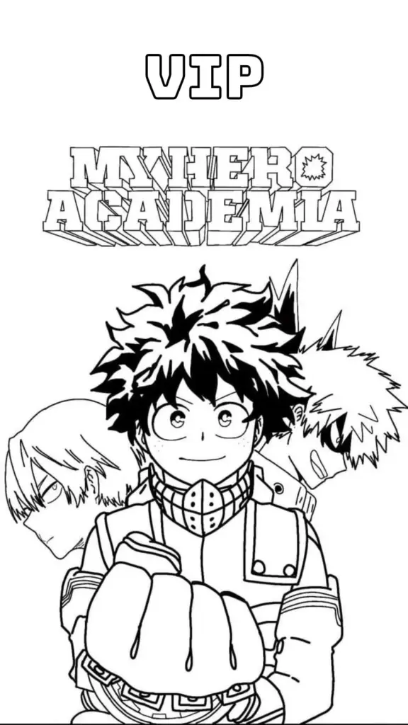 My Hero Academia anime coloring page with characters