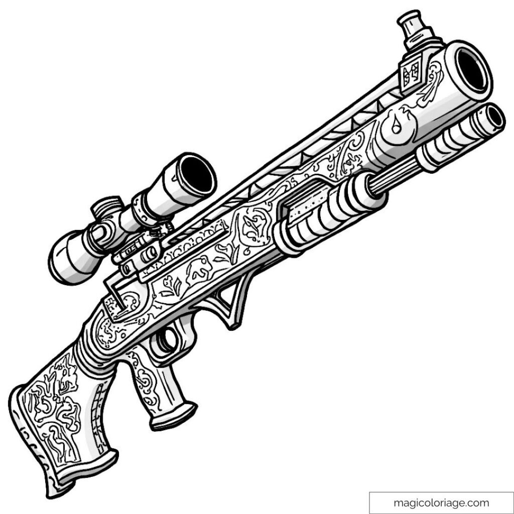 Decorative sniper rifle illustration on white background