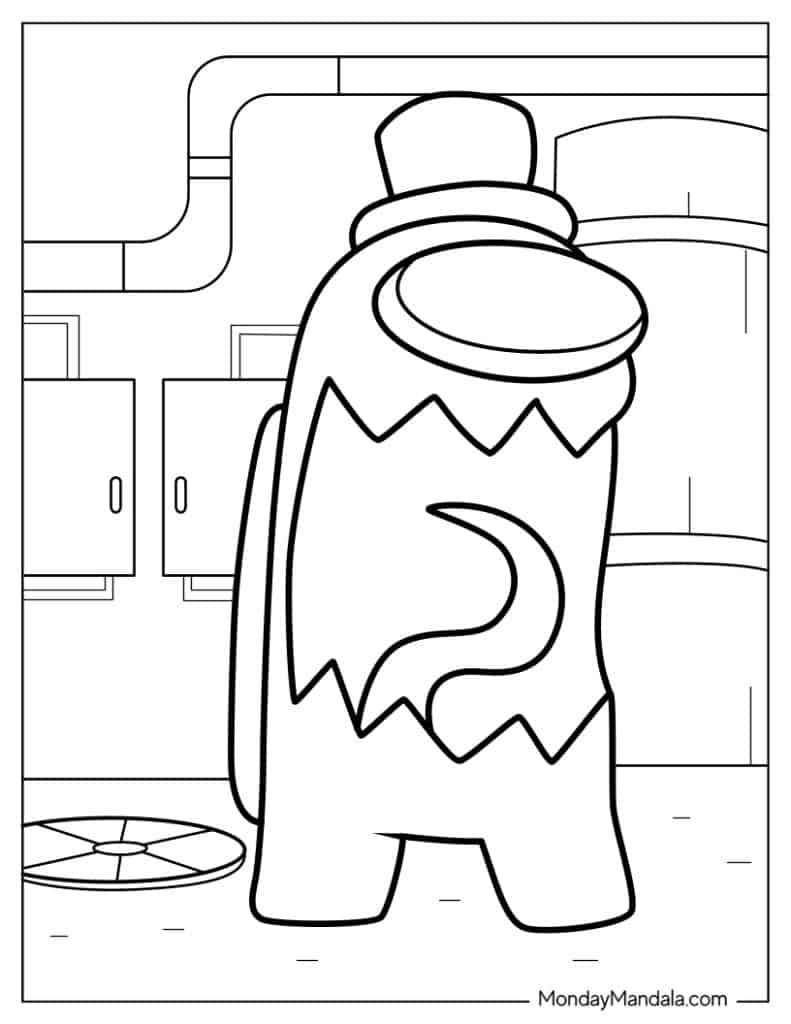 Black-and-white cartoon of a jar-shaped character in a room
