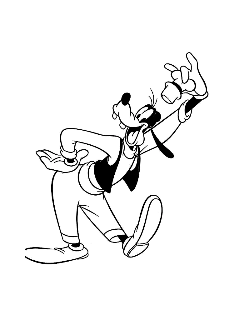 Black-and-white cartoon dog character posing playfully