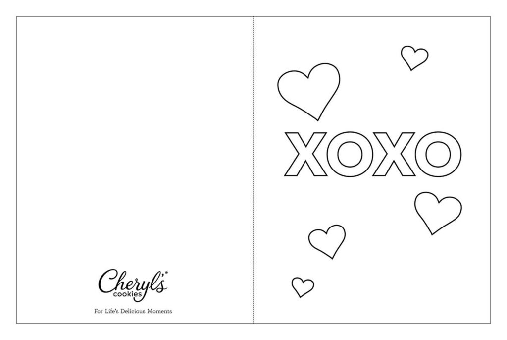 XOXO and hearts on folded card cover