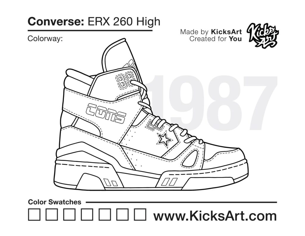 Coloring page of a Converse ERX 260 sneaker