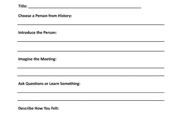 Creative writing worksheet about meeting a historical person