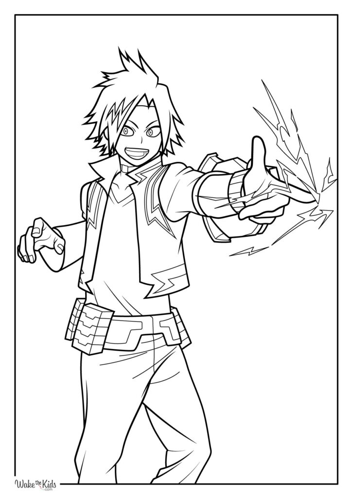 Anime-style character posing with extended hand, lightning effect