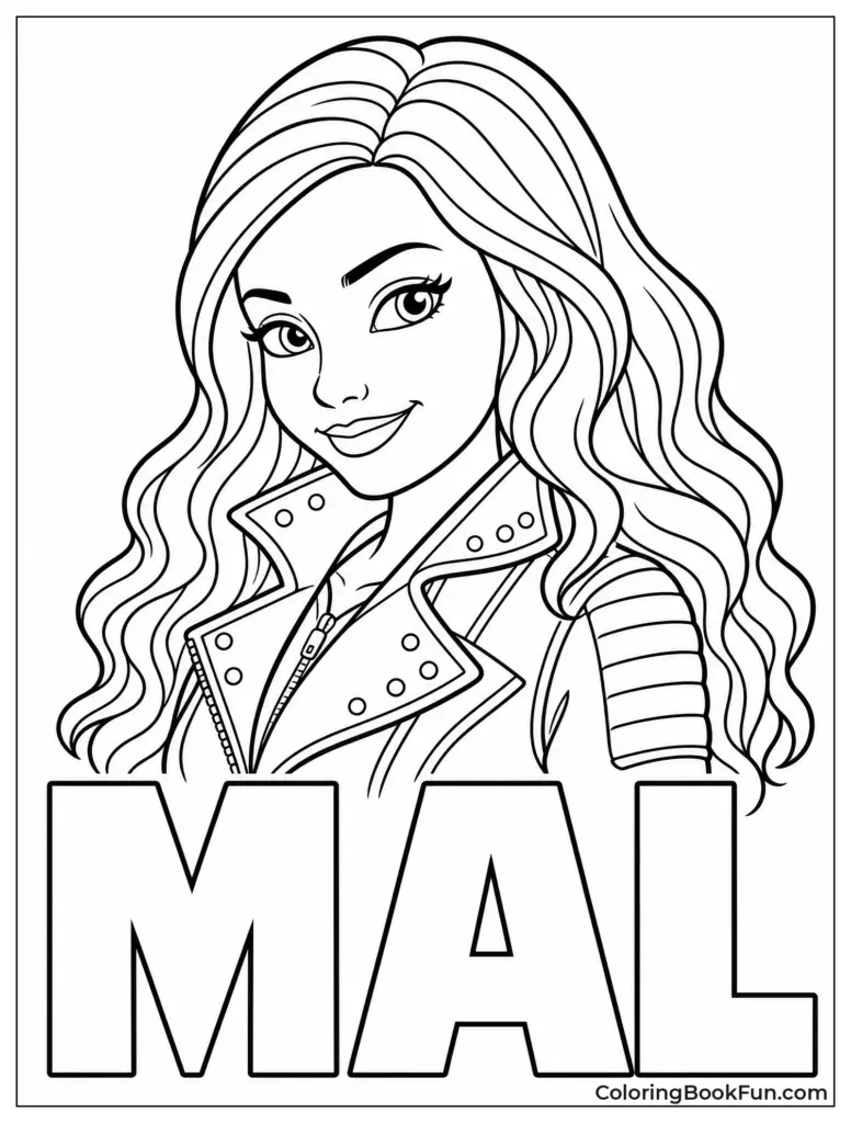 Line-art portrait of a smiling woman above the word MAL