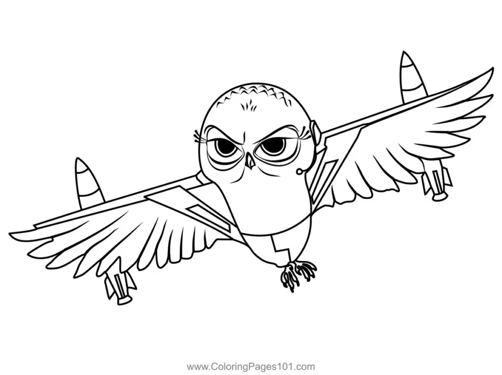 Cartoon owl flying with outstretched wings