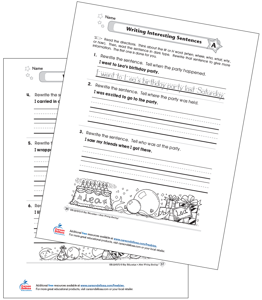 Two overlapping printable writing worksheet pages on white background