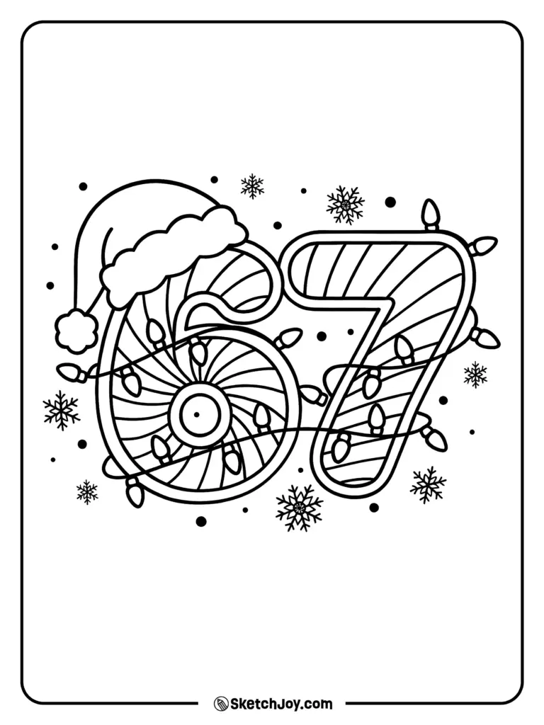 Christmas seven with Santa hat and string lights