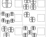Butterfly counting worksheet with numbered boxes and cutouts