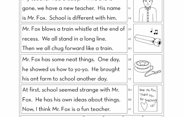 Reading fluency worksheet titled A Teacher Substitute