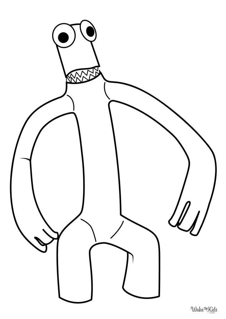 Black outline cartoon monster on white background