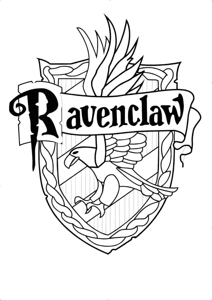 Ravenclaw crest with eagle and banner text
