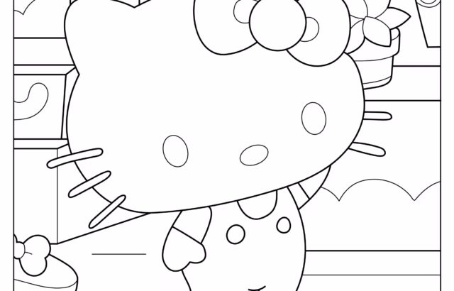 hello kitty easter coloring pages with color