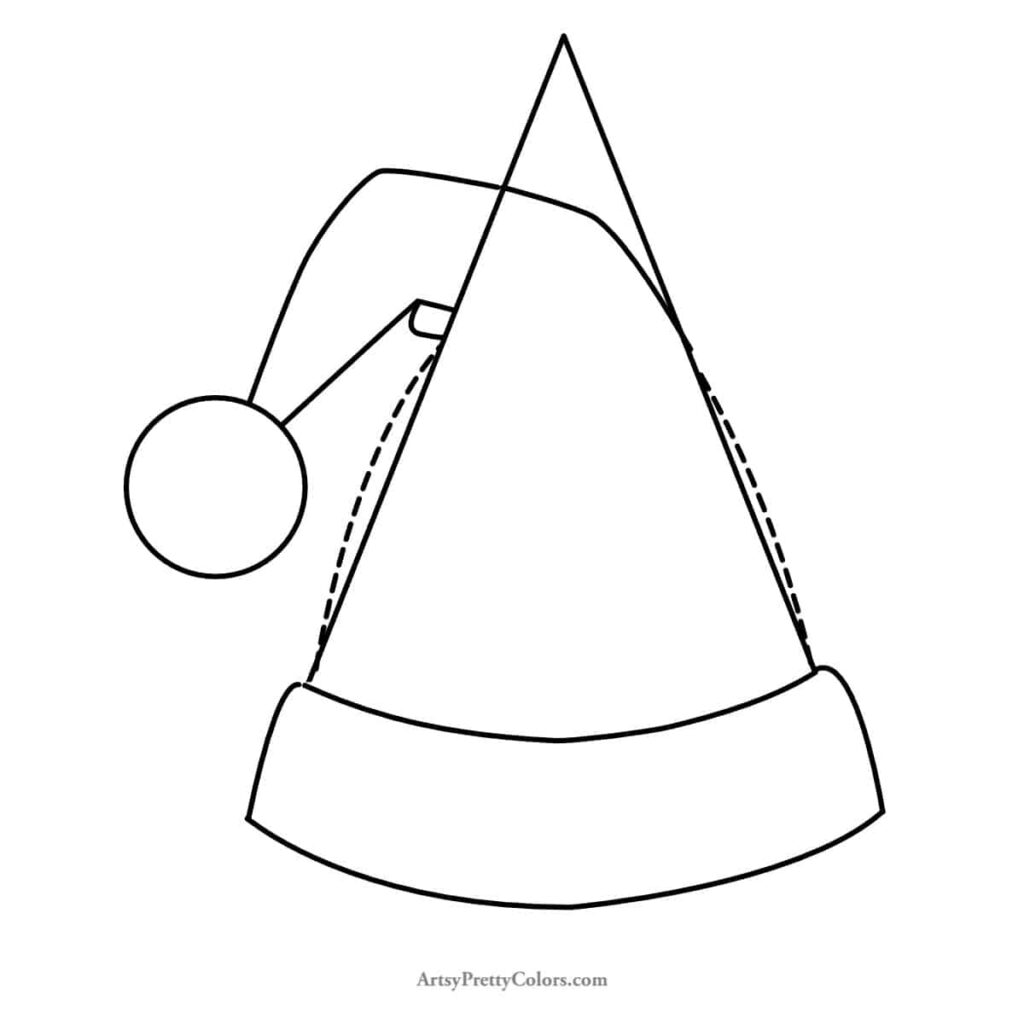 Outline of a Santa hat with pom-pom and brim