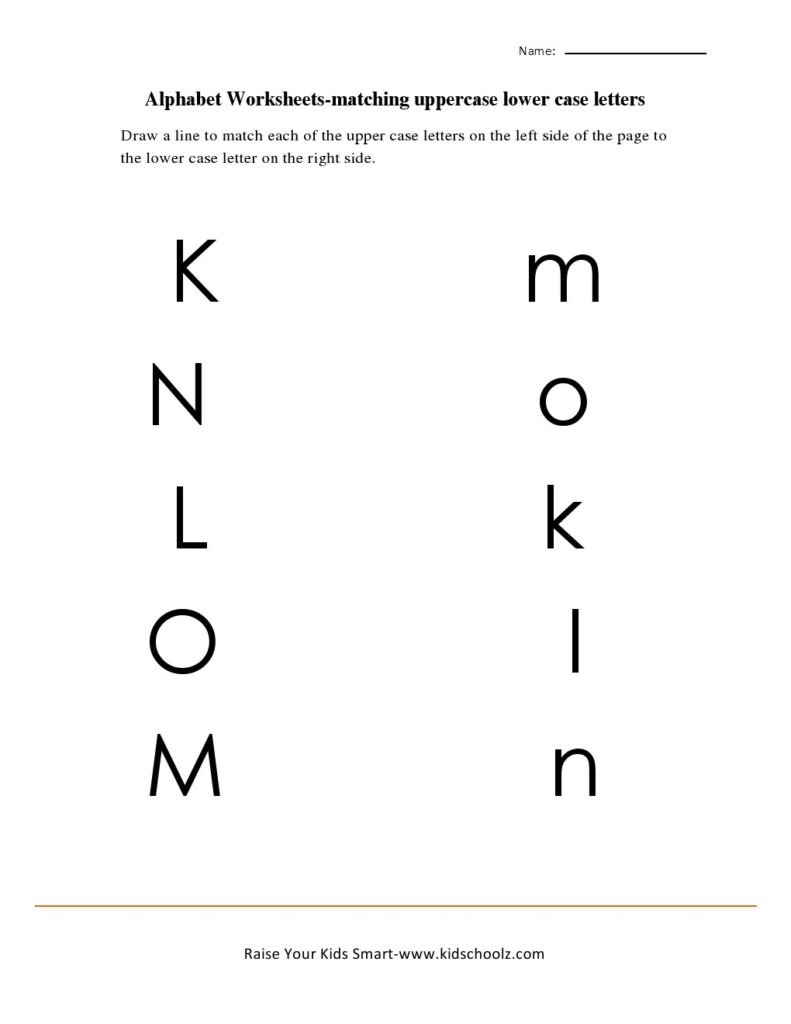 Alphabet worksheet with uppercase and lowercase letters