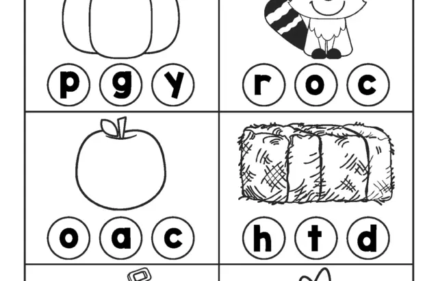 Black-and-white kindergarten worksheet with six picture choices