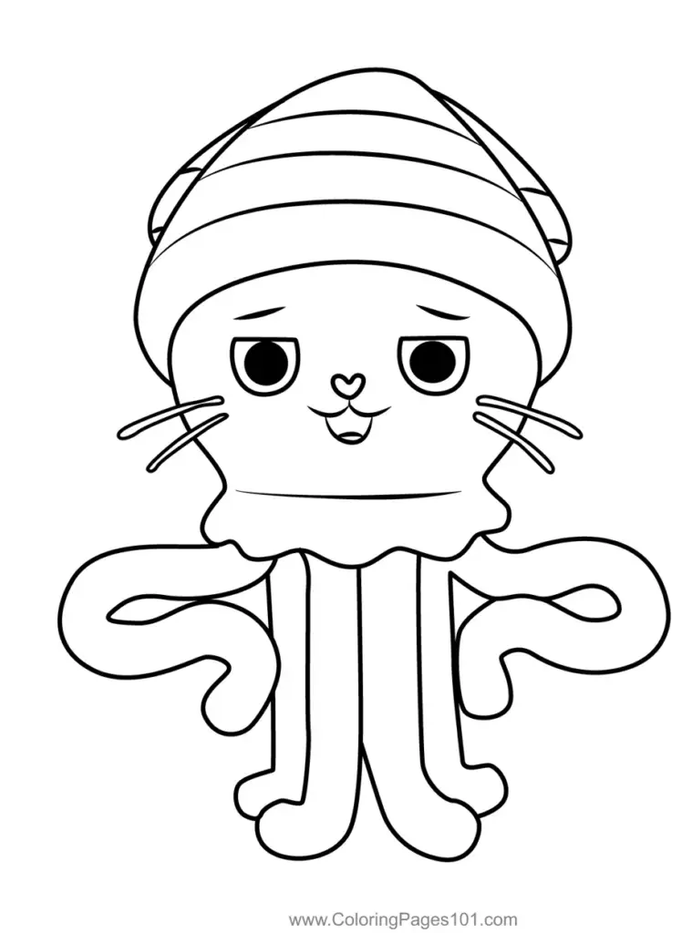Cartoon cat with striped hat and tentacle-like limbs