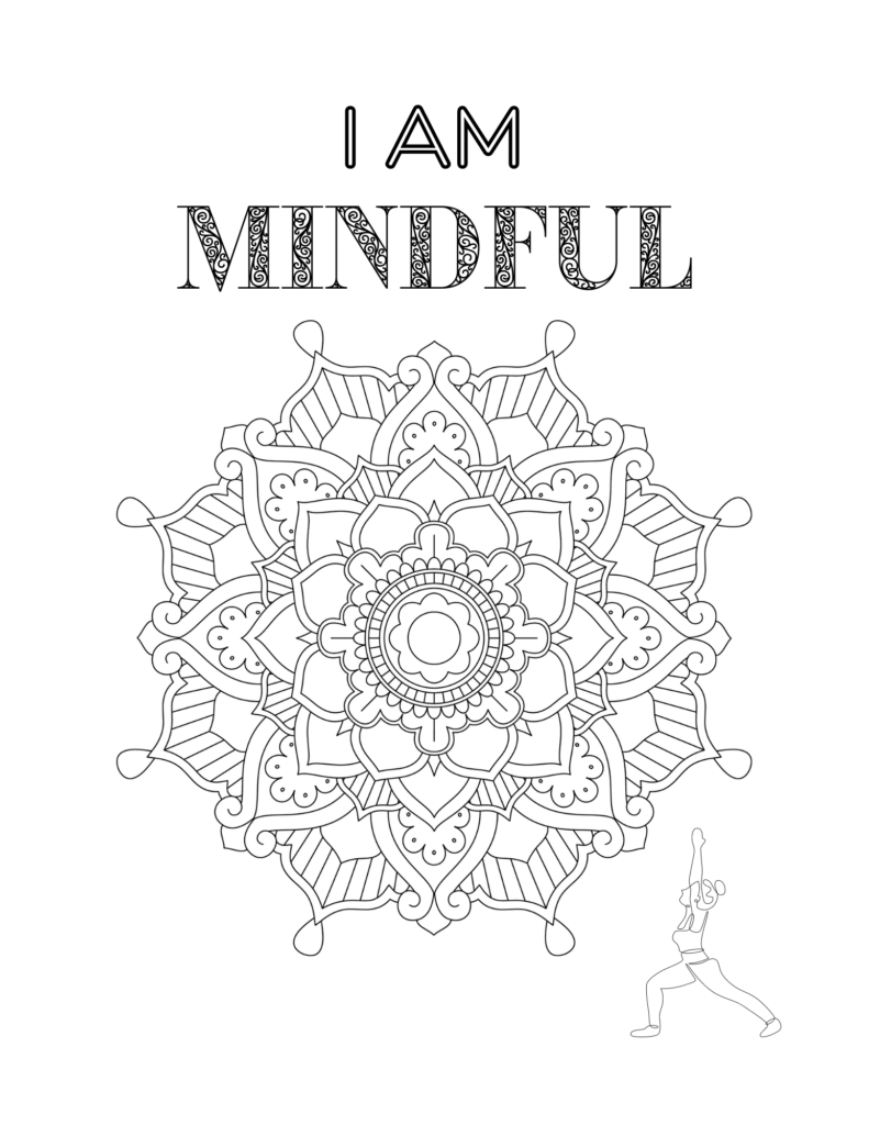 I AM MINDFUL above ornate mandala line drawing