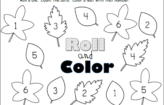 Children’s worksheet with numbered leaves and flowers