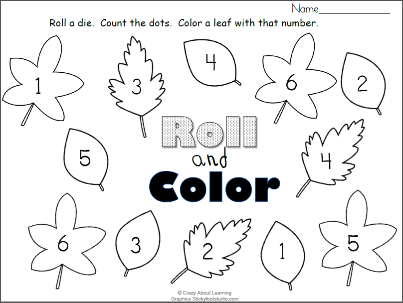 Children’s worksheet with numbered leaves and flowers