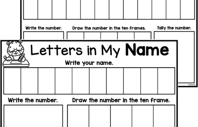 Two overlapping children’s worksheets with cat illustrations