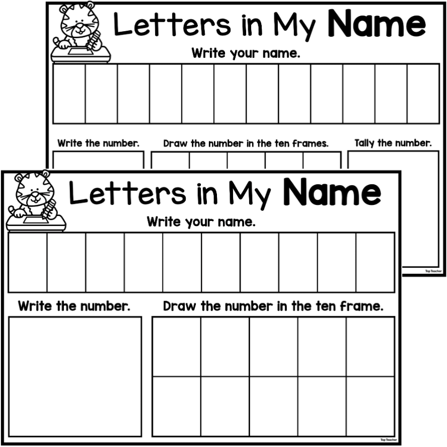 Two overlapping children’s worksheets with cat illustrations