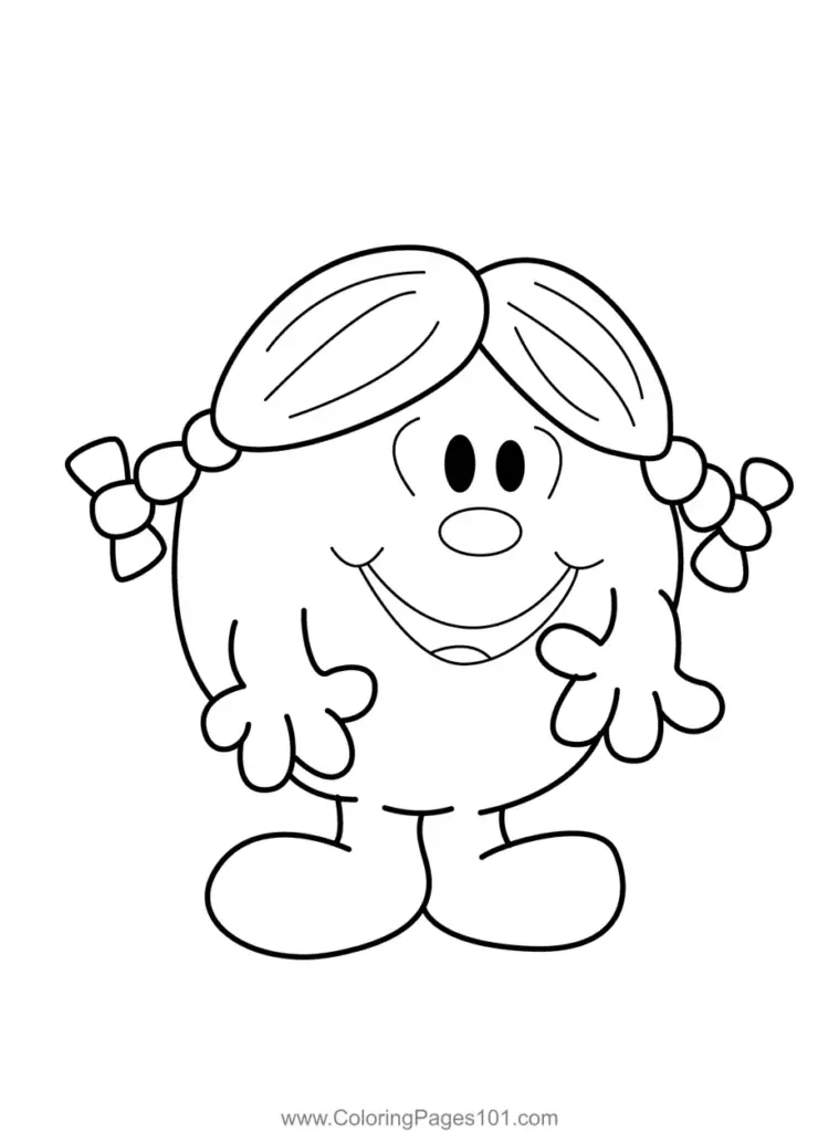 Cartoon girl with pigtails and big shoes