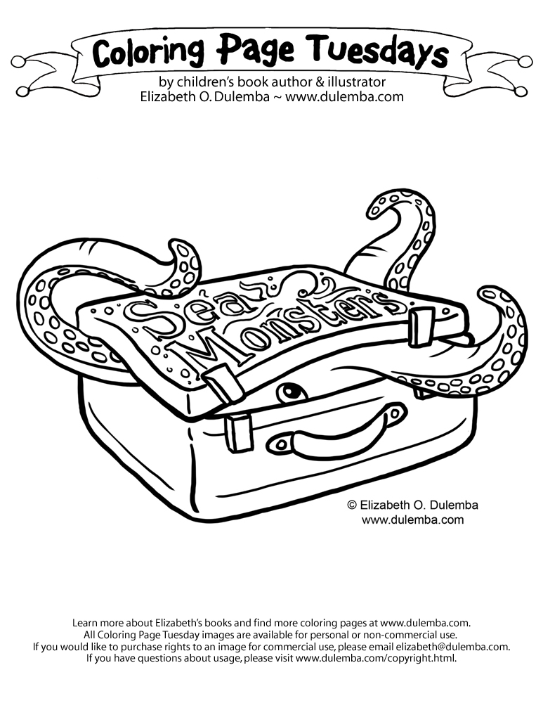 Tentacled sea creature draped over a suitcase