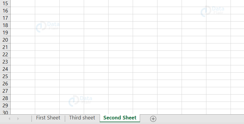 Spreadsheet grid with tabs labeled First, Third, and Second Sheet
