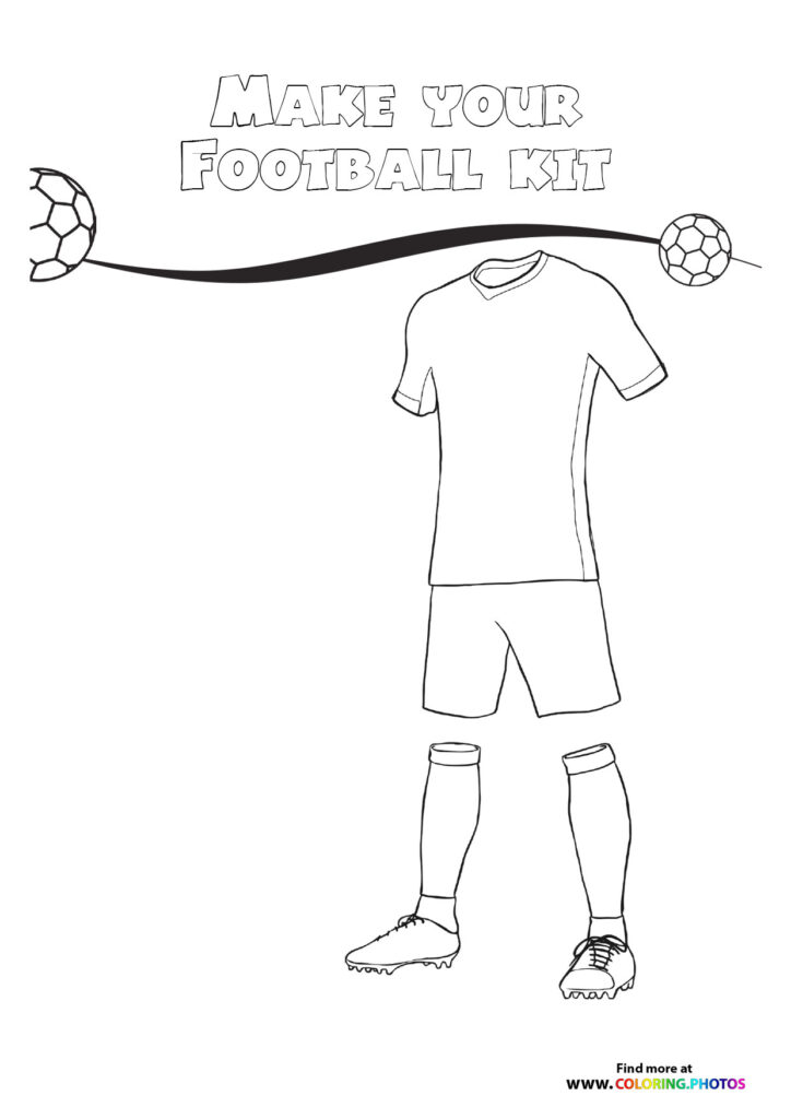 Outline of football kit with balls and text