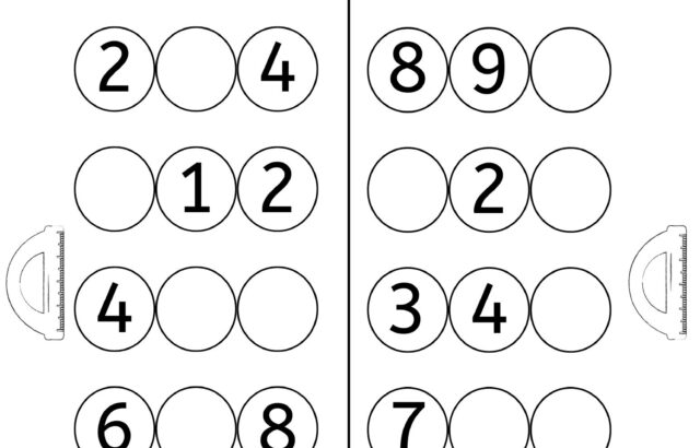 Before and after number worksheet with circles and rulers