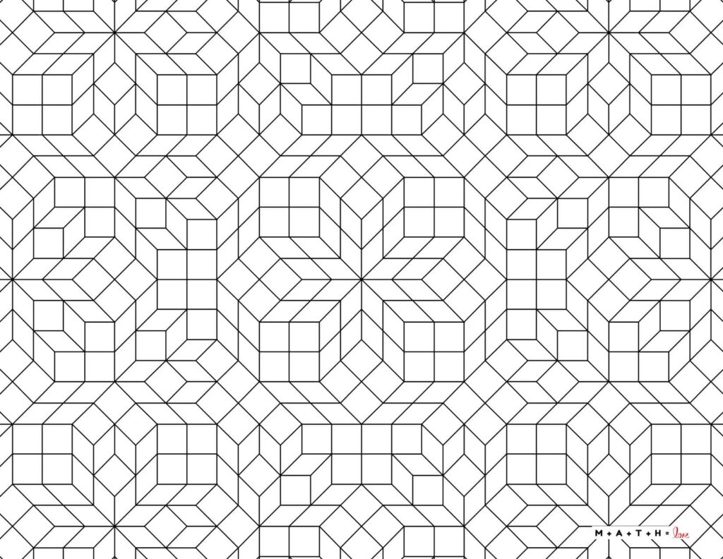 Black-and-white geometric tessellation pattern on white background