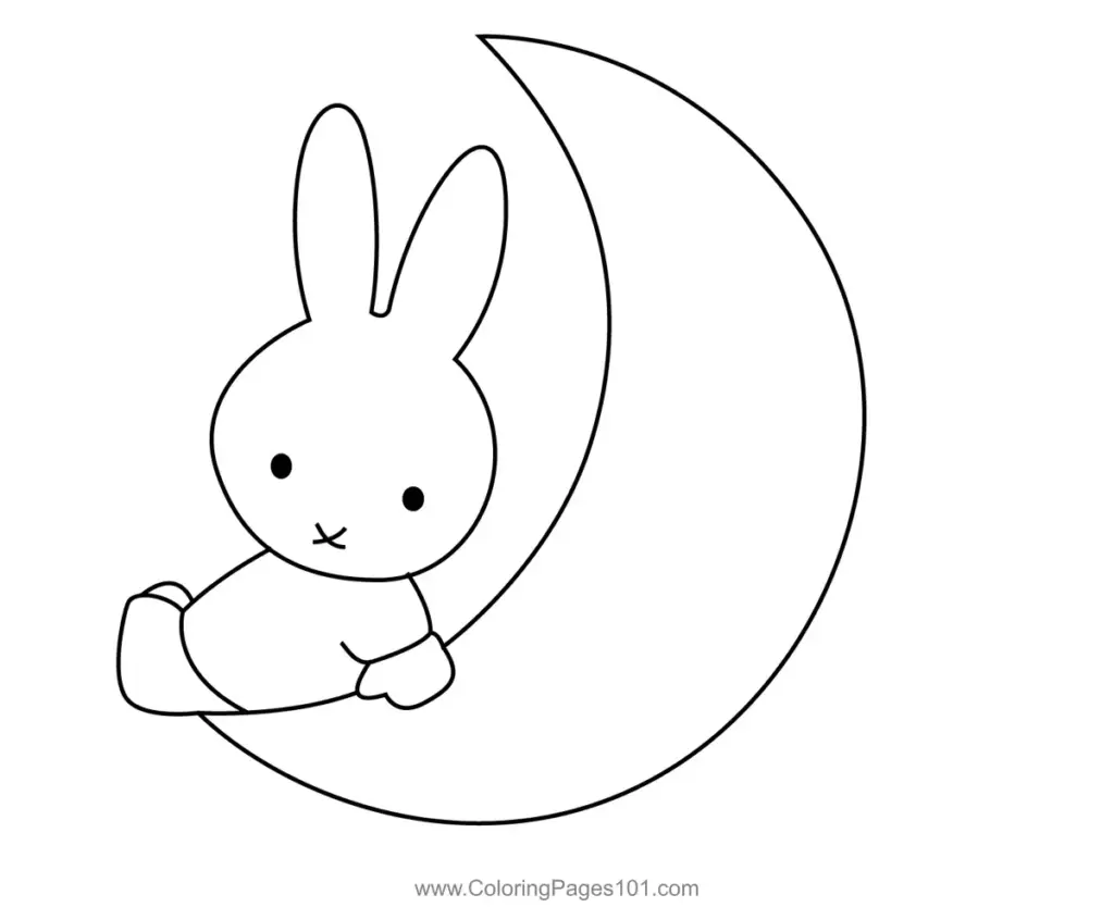 Cartoon bunny sitting on a crescent moon