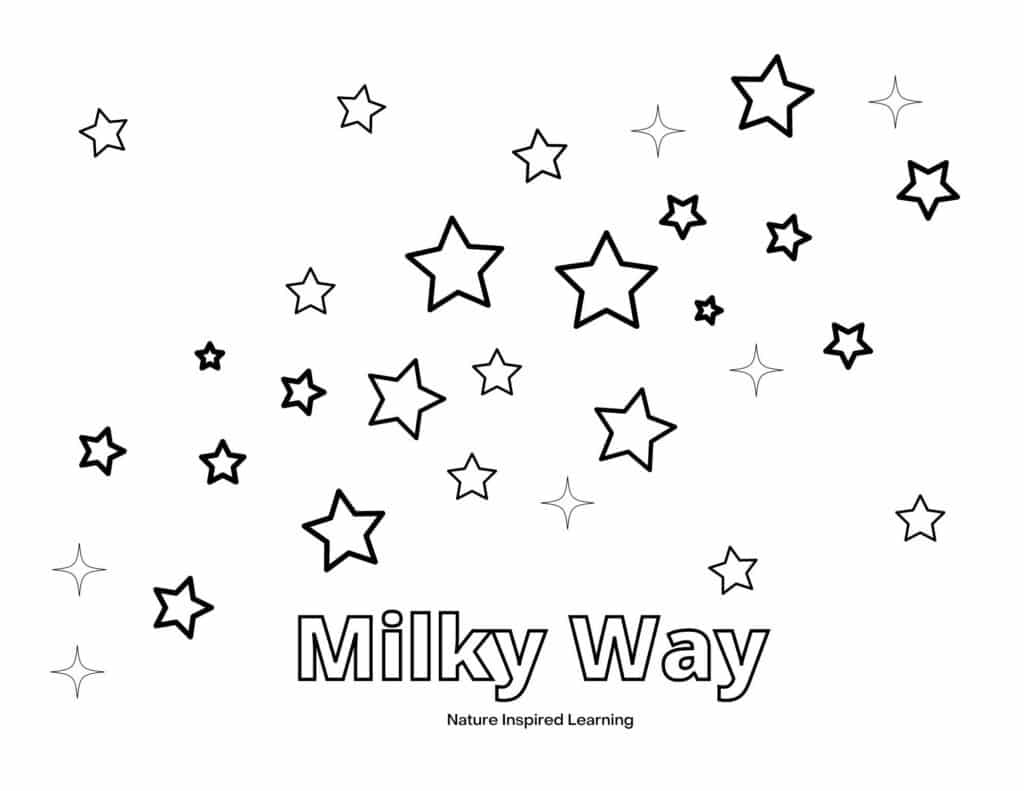 Milky Way text with scattered outlined stars