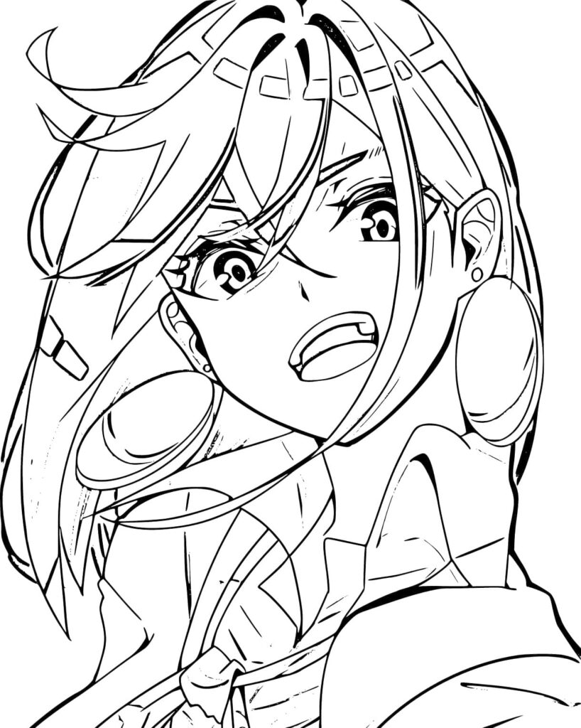 Black-and-white anime-style close-up of a shouting girl