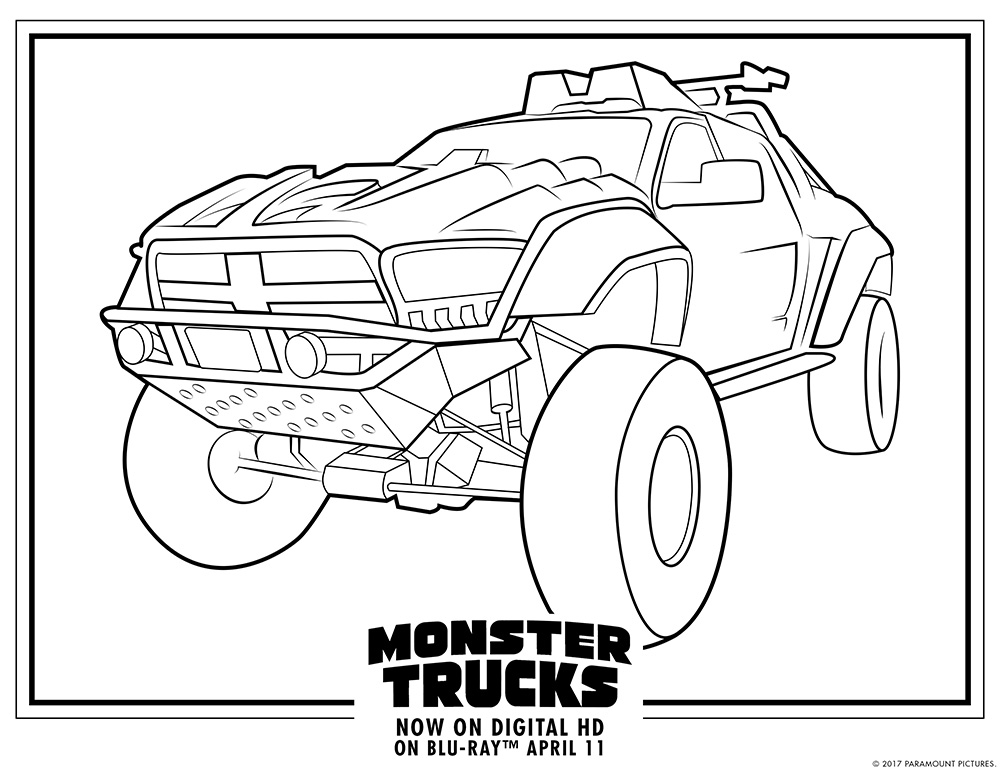 Monster truck line drawing on white background