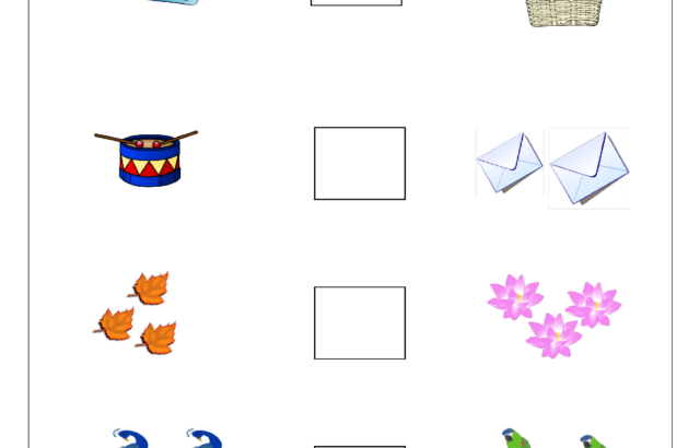 Worksheet with picture groups and empty comparison boxes