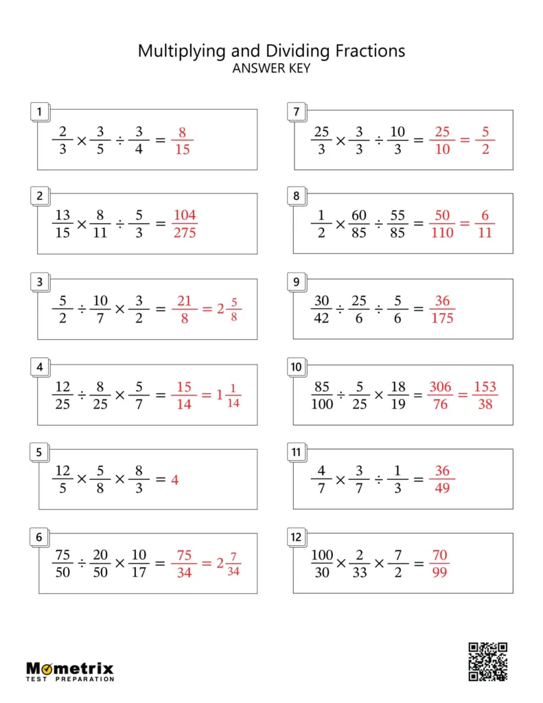 Fraction multiplication and division answer key worksheet page