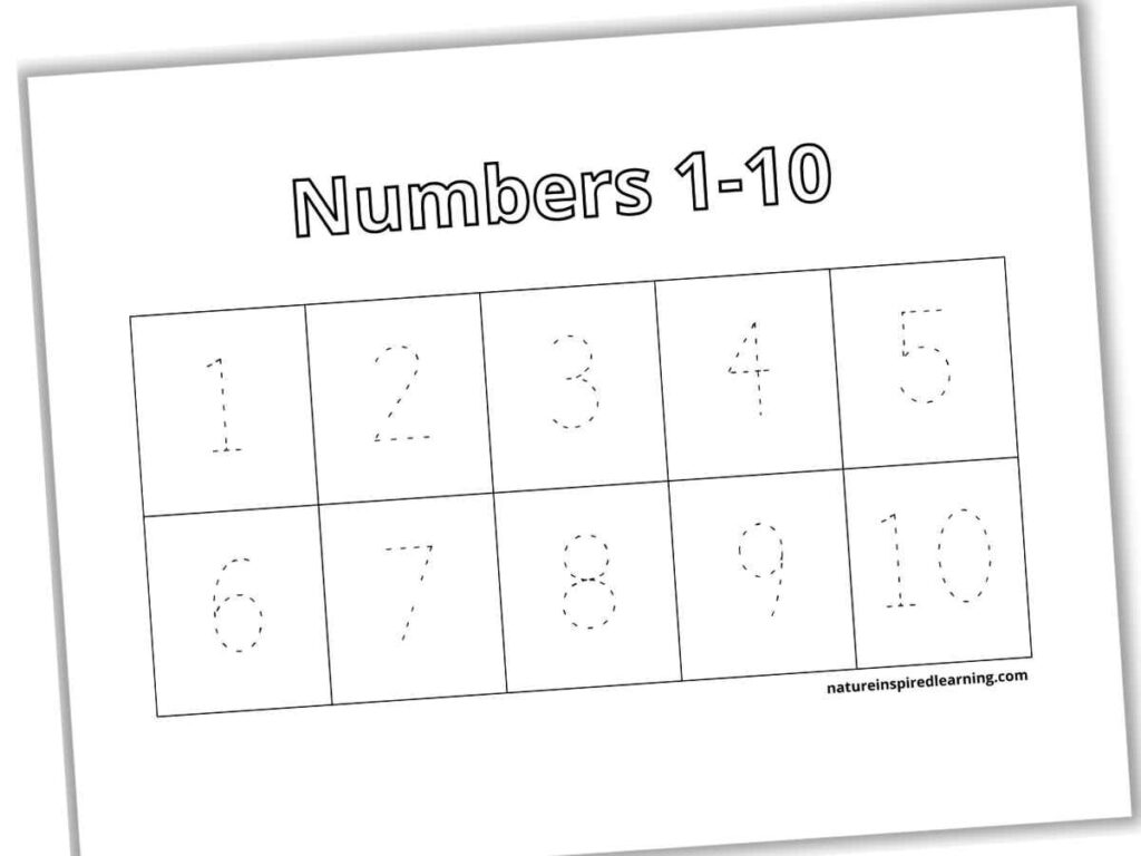 Printable numbers 1-10 tracing worksheet grid
